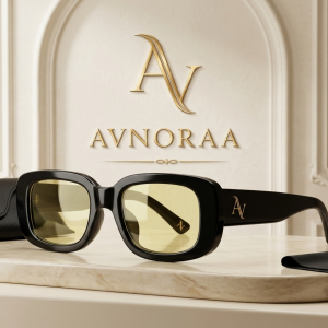 avnoraa sovereign square sunglasses in noir & citrine