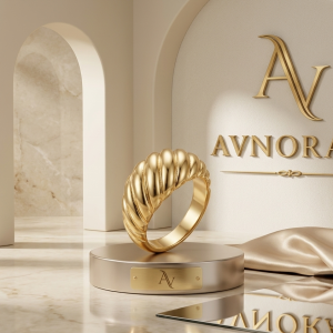 avnoraa sheldon 18k gold plated sculptural wavy shell ring