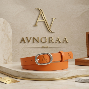 avnoraa signature luna belt in saffron camel